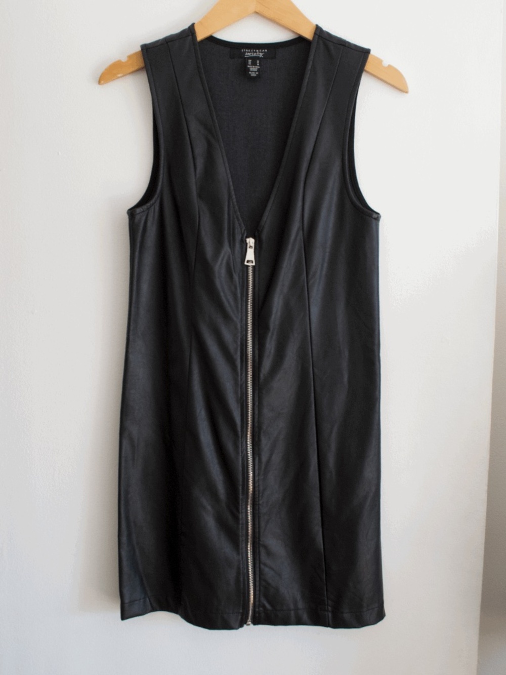 Black faux-leather mini dress
